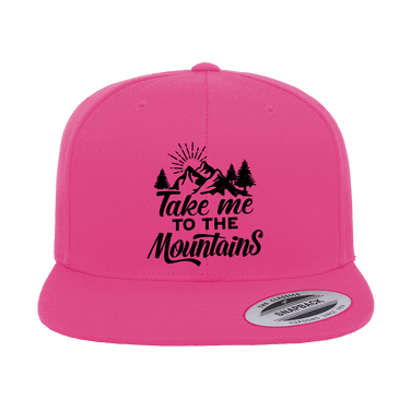 Hiking Take Me To The Mountains Embroidered Flat Bill Cap
